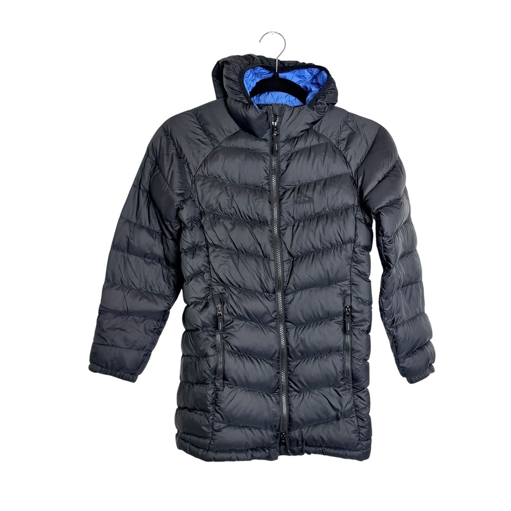 LL Bean Kids Ultralight 650 Down Hooded Jacket Black Blue Size S 8